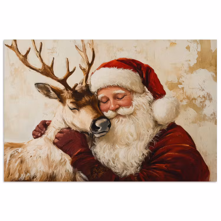 Kerstman - Rendier - Kerst - Christmas poster papier klein -3d