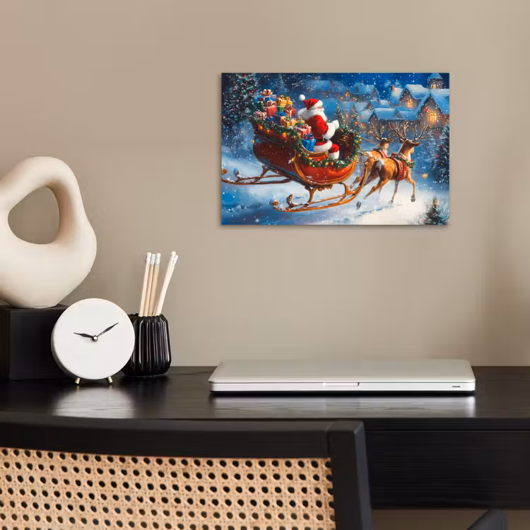 Kerstman - Rendier - Kerst - Sneeuw poster papier klein -sfeer1