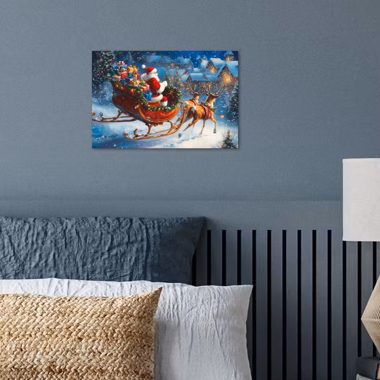 Kerstman - Rendier - Kerst - Sneeuw poster papier klein -sfeer2