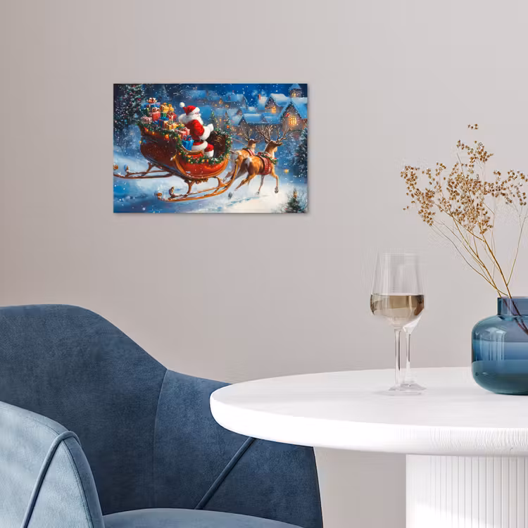 Kerstman - Rendier - Kerst - Sneeuw poster papier klein -sfeer3