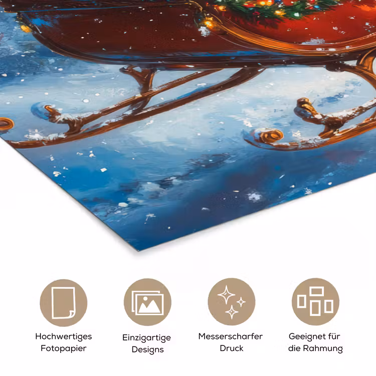 Kerstman - Rendier - Kerst - Sneeuw poster papier klein -tcloseup_DE