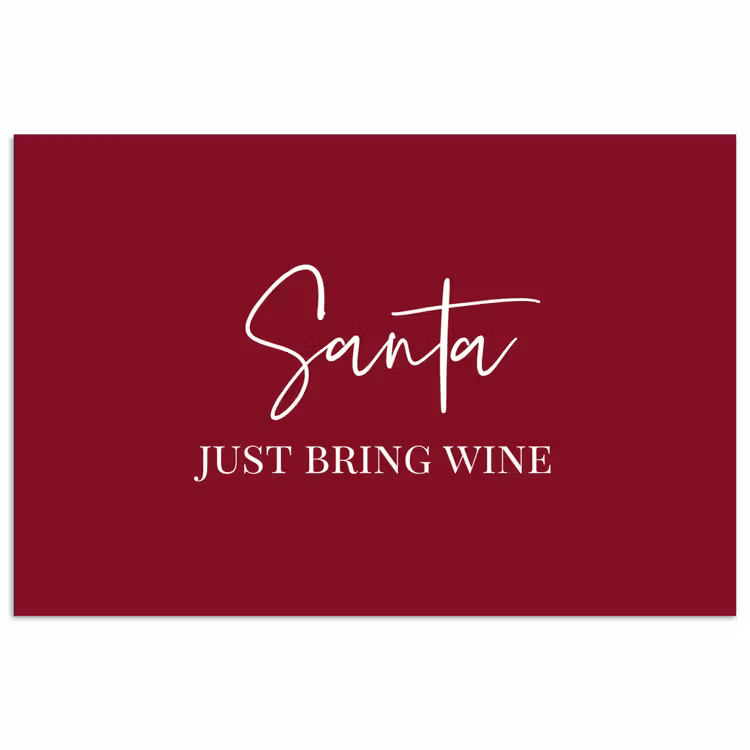 Santa - Wine - Rood - Kerst - Kerstman poster papier klein -3d