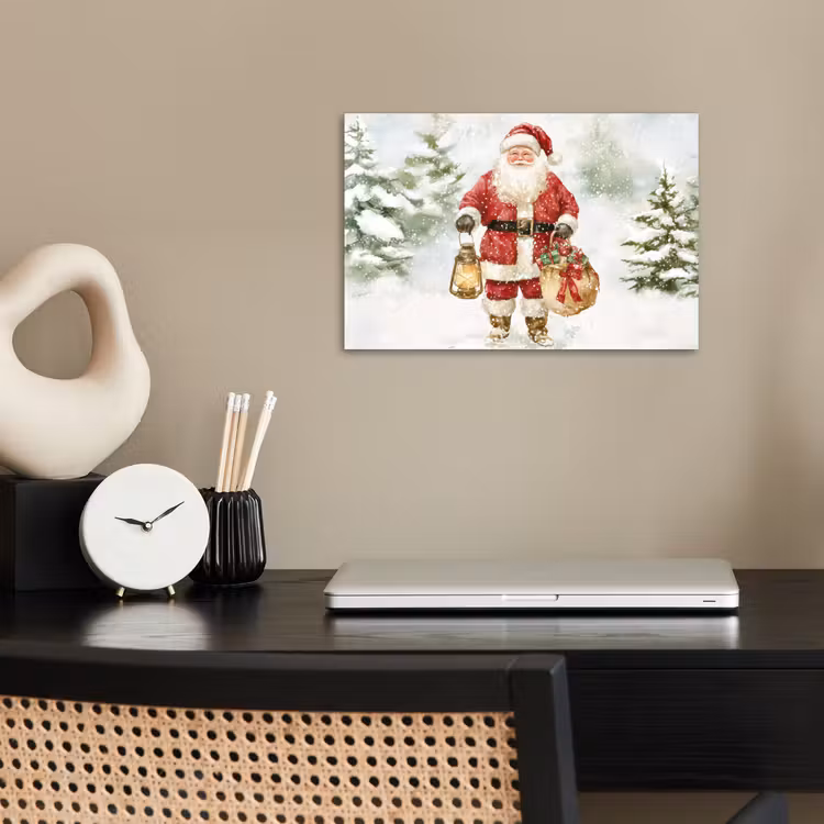 Kerstman- Winter - Sneeuw - Wit - Rood poster papier klein -sfeer1