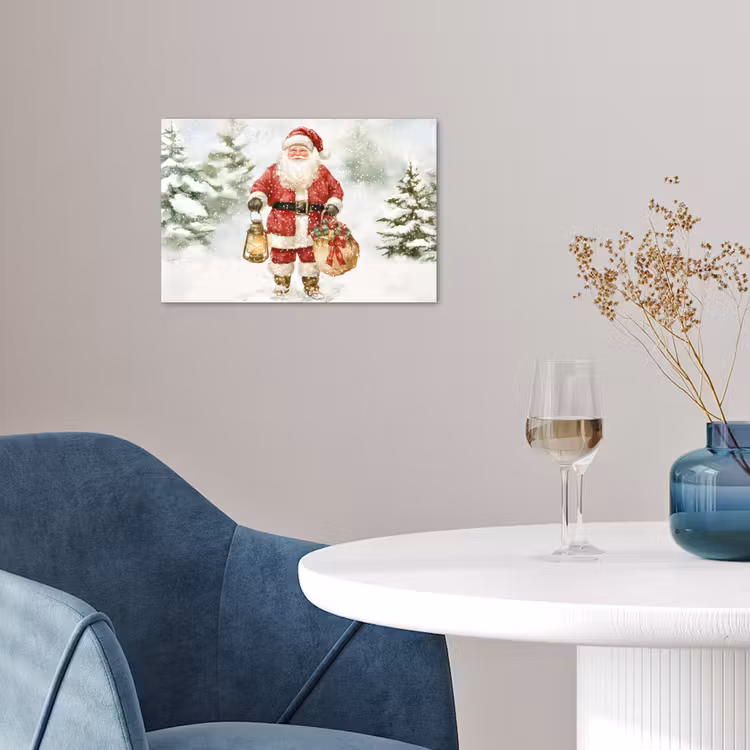 Kerstman- Winter - Sneeuw - Wit - Rood poster papier klein -sfeer3