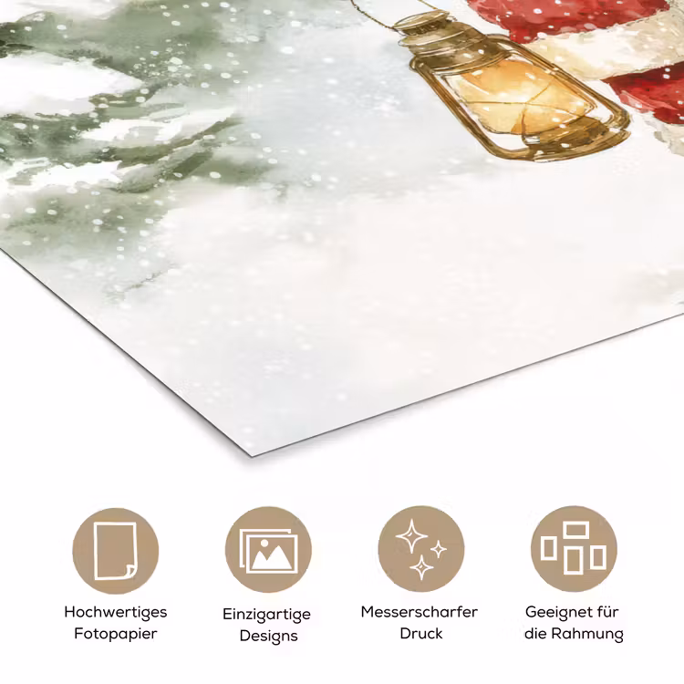 Kerstman- Winter - Sneeuw - Wit - Rood poster papier klein -tcloseup_DE