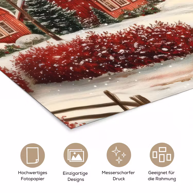 Kerstsfeer - Landelijk - Rood poster papier klein -tcloseup_DE