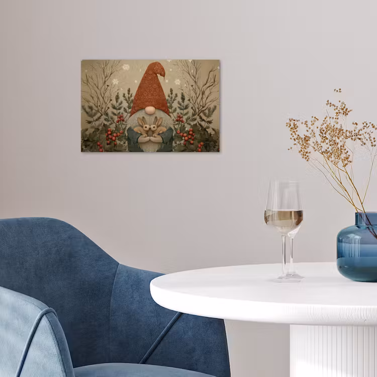 Kerstgnome - Konijntjes - Kleurrijk poster papier klein -sfeer3