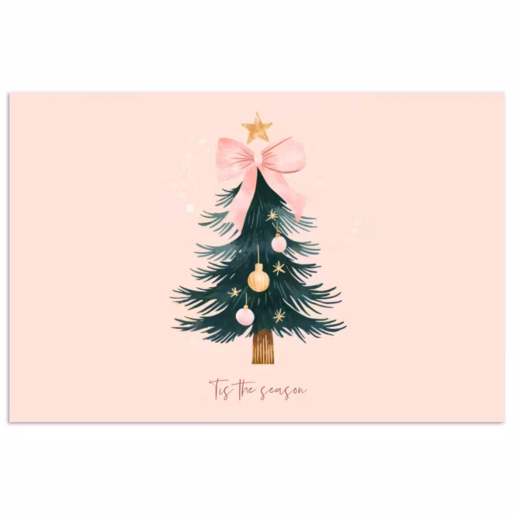 Christmas Season - Kerst - Kerstboom - Roze poster papier klein -3d
