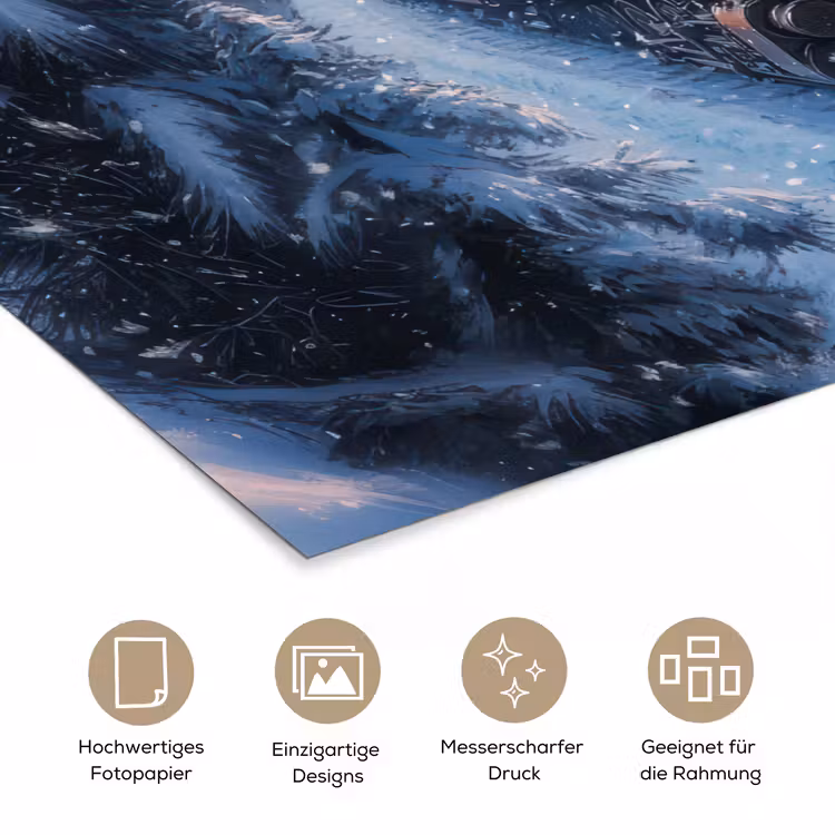 Kersttrein - Sneeuw - Winter - Kerst poster papier klein -tcloseup_DE