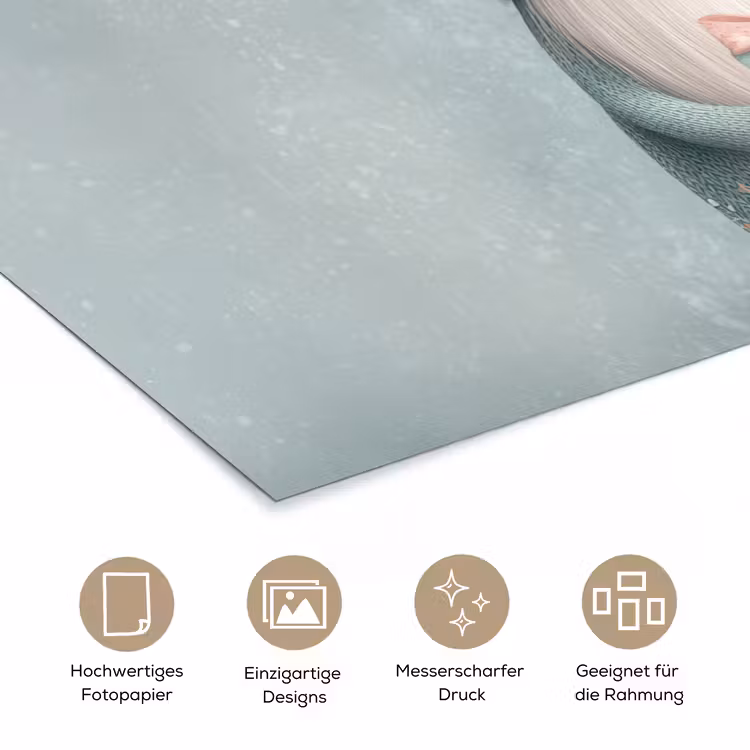 Kerstgnome - Cadeau - Groen poster papier klein -tcloseup_DE