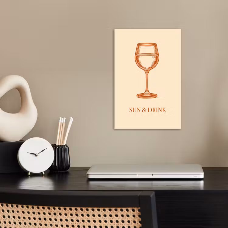 Wijn - Zomer - Quote - Oranje poster papier klein -sfeer1