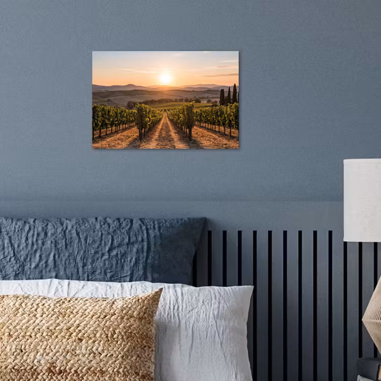 Wijngaard - Zonsondergang - Landschap poster papier klein -sfeer2
