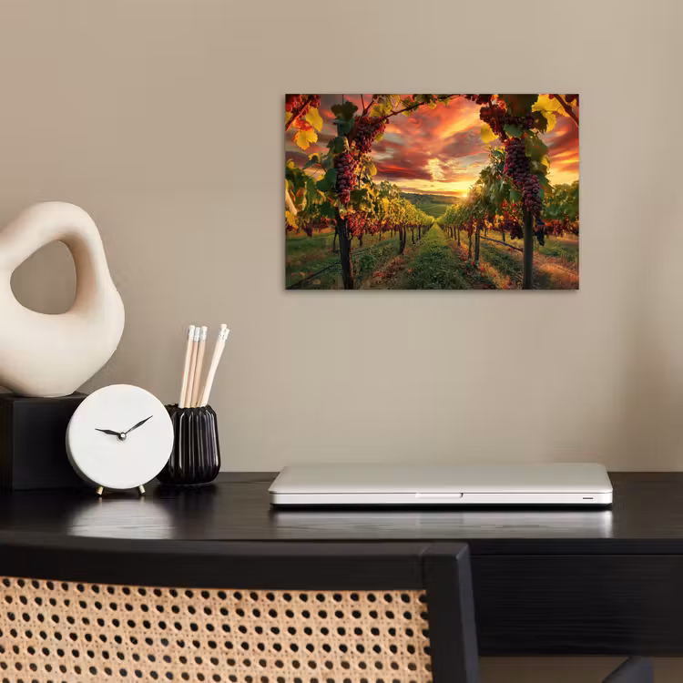 Wijngaard - Druiven - Zonsondergang poster papier klein -sfeer1