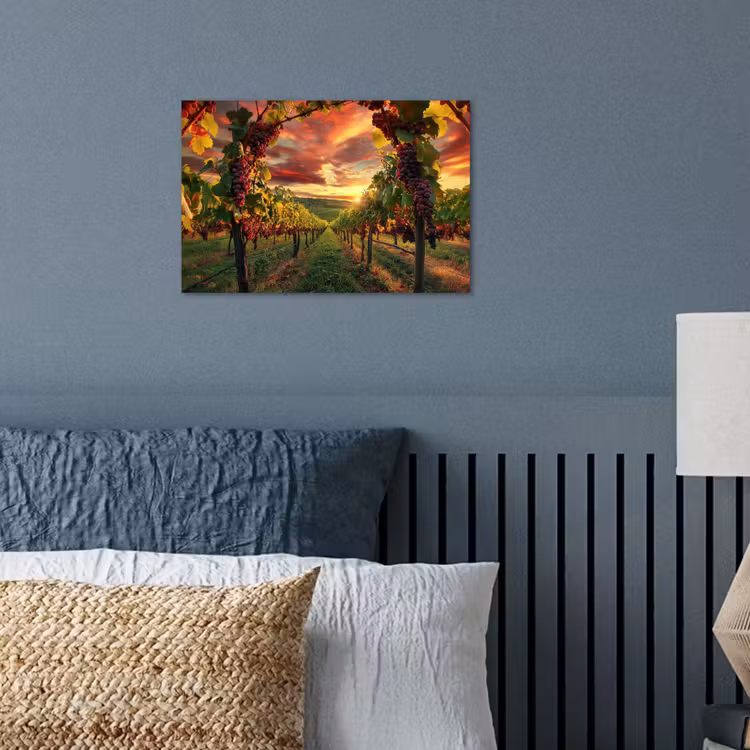 Wijngaard - Druiven - Zonsondergang poster papier klein -sfeer2