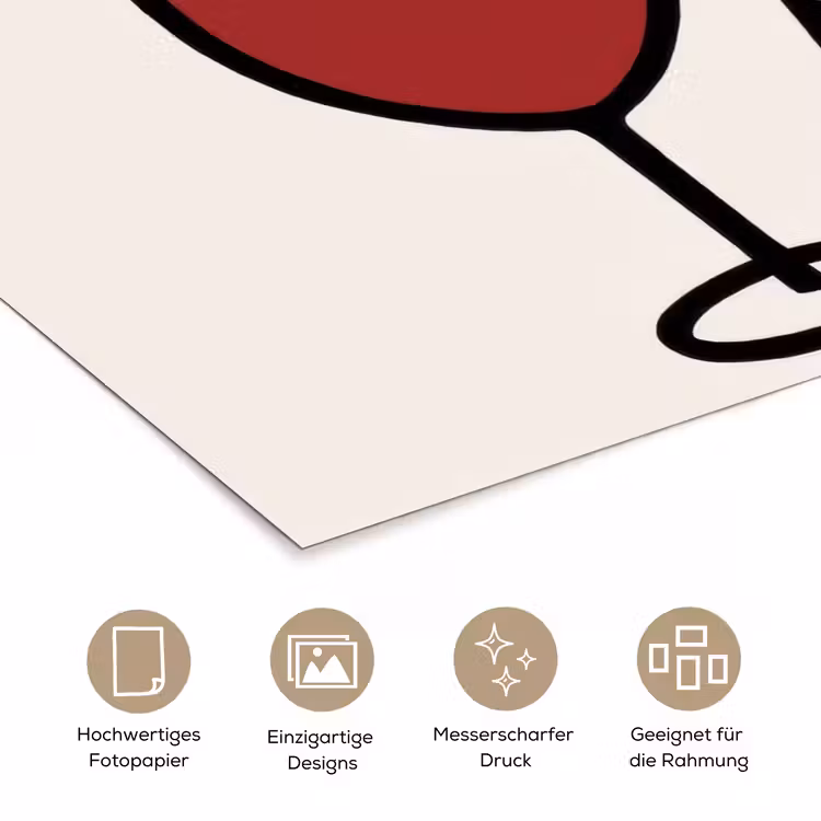 Wijnfles - Quote - Rood - Glas poster papier klein -tcloseup_DE