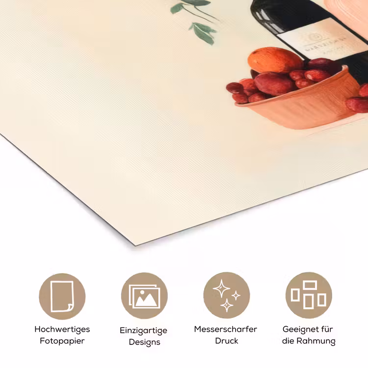 Wijnflessen - Takken - Sinaasappels poster papier klein -tcloseup_DE