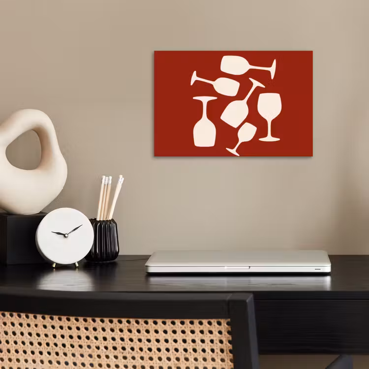 Wijnglazen - Silhouetten - Wit poster papier klein -sfeer1