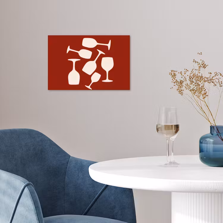 Wijnglazen - Silhouetten - Wit poster papier klein -sfeer3