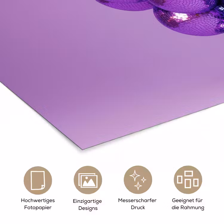 Druif - Disco - Glitter - Paars poster papier klein -tcloseup_DE