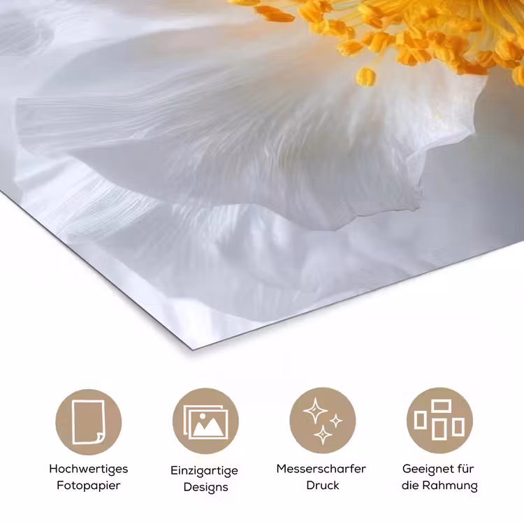 Wit - Bloem - Elegant poster papier klein -tcloseup_DE