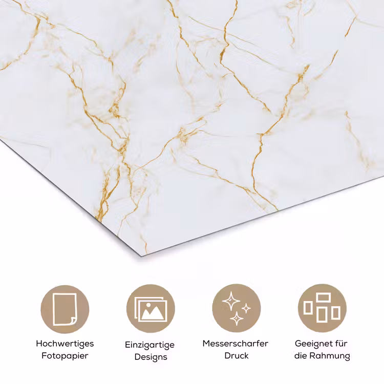 Wit - Marmer - Goud - Luxueus poster papier klein 62 -tcloseup_DE