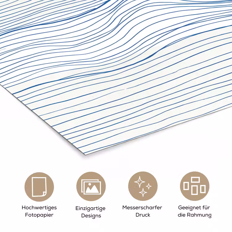 Golf - Brekende - Natuur - Minimalistisch - Blauw poster papier klein -tcloseup_DE
