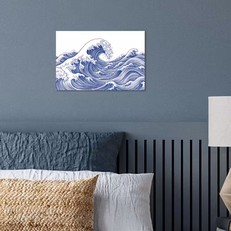 Golf - Japans - Zee - Illustratie - Blauw poster papier klein -sfeer2