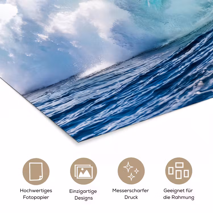 Golf - Oceaan - Water - Dynamisch - Blauw poster papier klein -tcloseup_DE