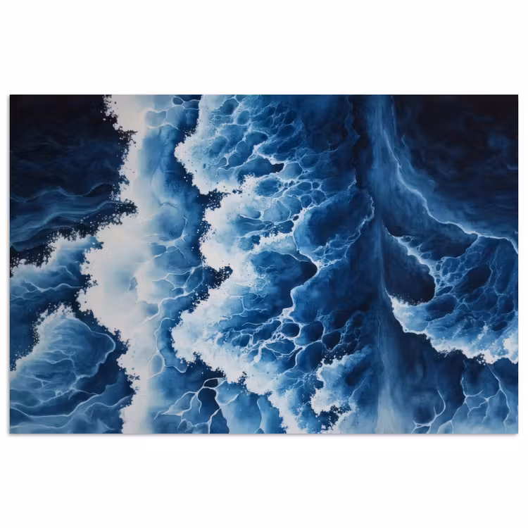 Golven - Blauw - Schuim poster papier klein -3d