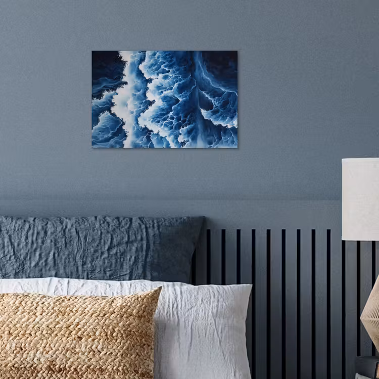 Golven - Blauw - Schuim poster papier klein -sfeer2