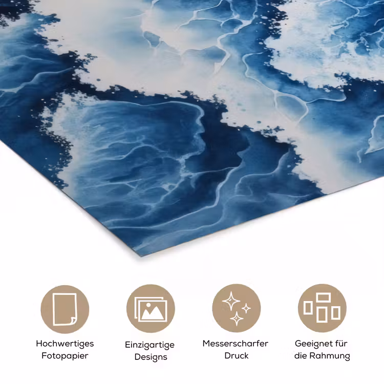 Golven - Blauw - Schuim poster papier klein -tcloseup_DE