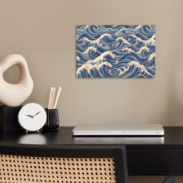 Golven - Zee - Natuur - Abstract - Blauw poster papier klein -sfeer1