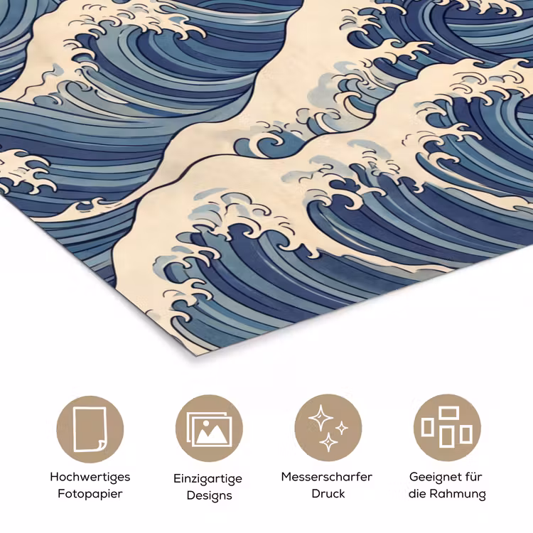 Golven - Zee - Natuur - Abstract - Blauw poster papier klein -tcloseup_DE