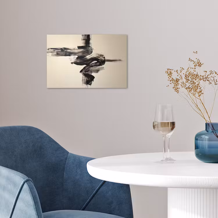 Golven - Penseelstreken - Beige - Minimalistisch poster papier klein -sfeer3