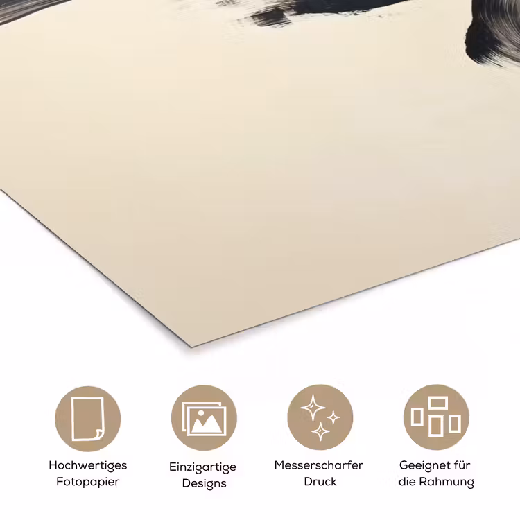 Golven - Penseelstreken - Beige - Minimalistisch poster papier klein -tcloseup_DE