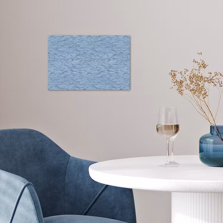 Golven - Ritmisch - Blauw poster papier klein 62 -sfeer3
