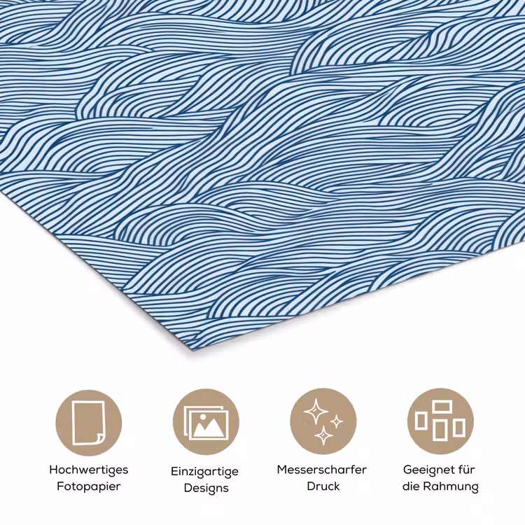 Golven - Ritmisch - Blauw poster papier klein 62 -tcloseup_DE