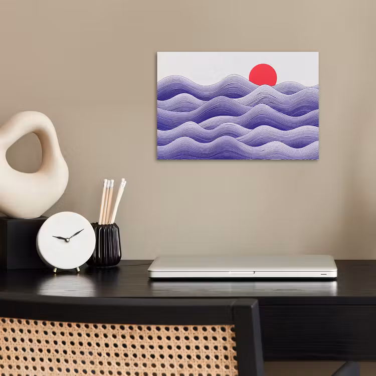 Golven - Zon - Natuur - Abstract - Rood poster papier klein -sfeer1