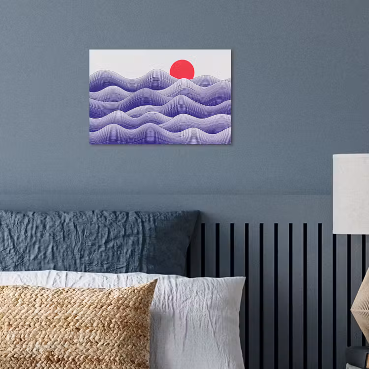 Golven - Zon - Natuur - Abstract - Rood poster papier klein -sfeer2
