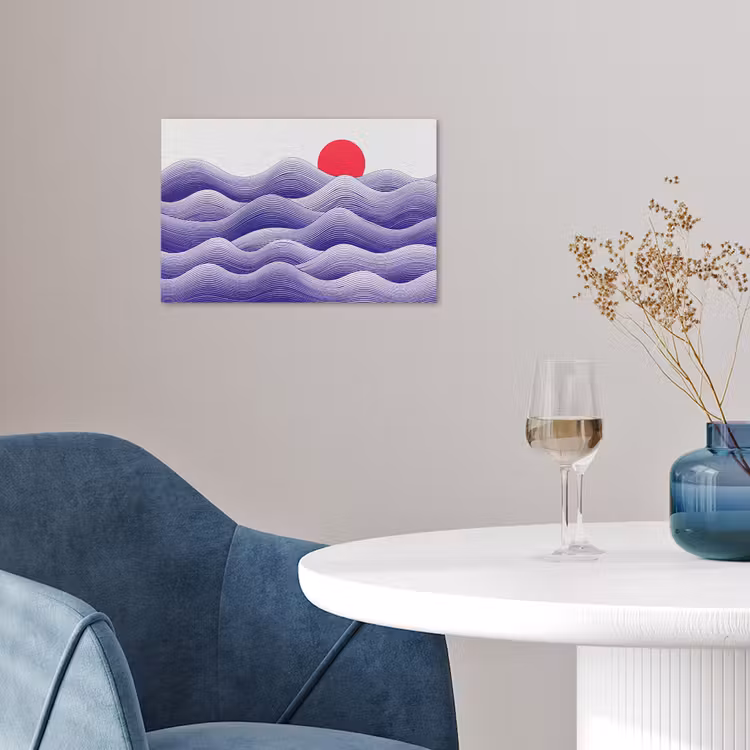 Golven - Zon - Natuur - Abstract - Rood poster papier klein -sfeer3