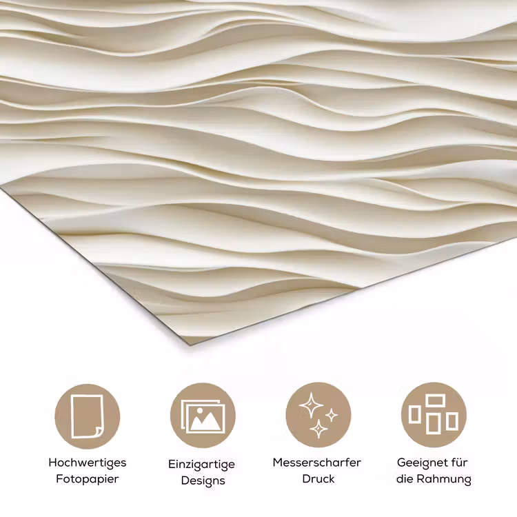 Golven - Wit - Minimalistisch poster papier klein 62 -tcloseup_DE