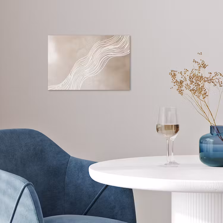 Golvende lijnen - Vloeiend - Zandkleurig poster papier klein -sfeer3