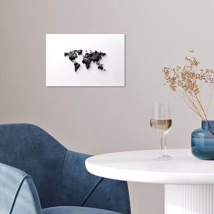 Wereldkaart - 3D - Zwart poster papier klein -sfeer3