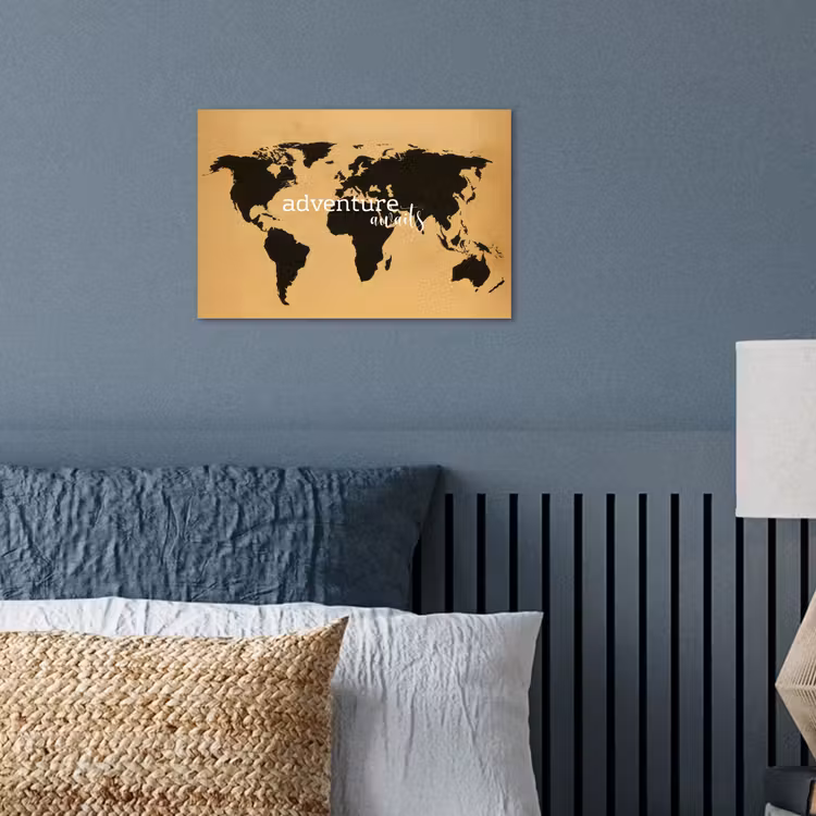 Wereldkaart - Adventure - Beige poster papier klein -sfeer2