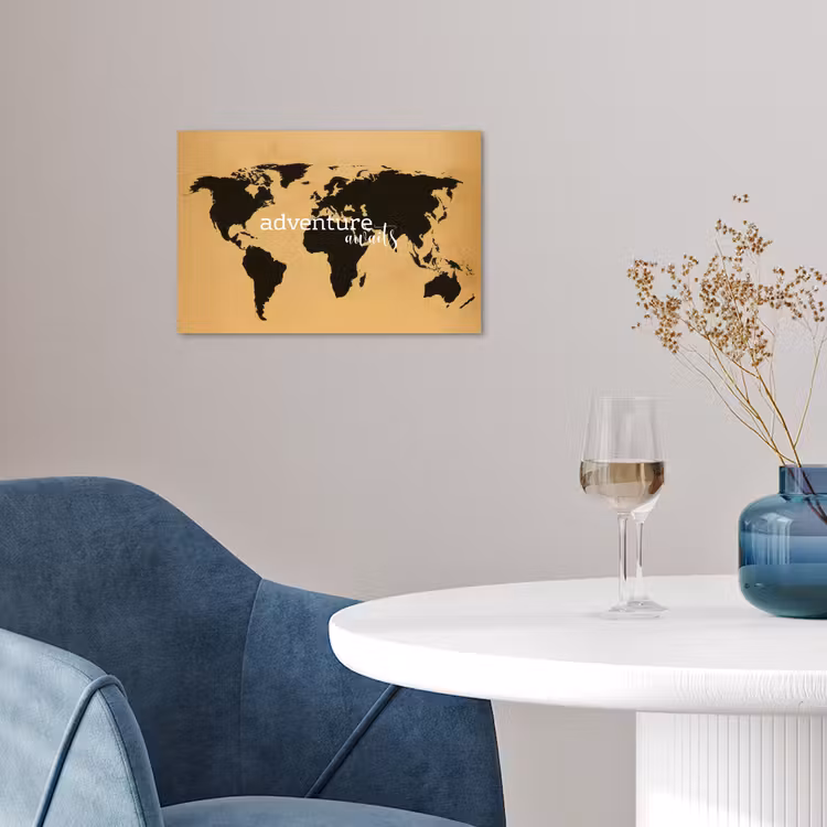 Wereldkaart - Adventure - Beige poster papier klein -sfeer3