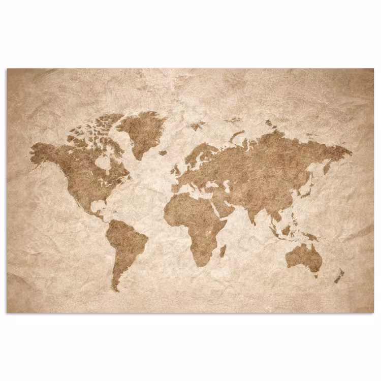 Wereldkaart - Oud papier - Historisch poster papier klein -3d