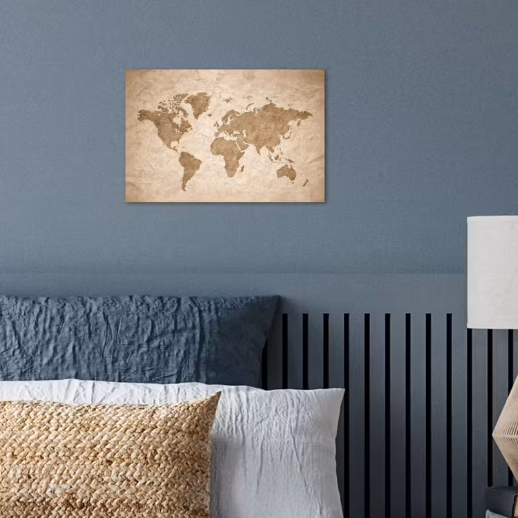 Wereldkaart - Oud papier - Historisch poster papier klein -sfeer2