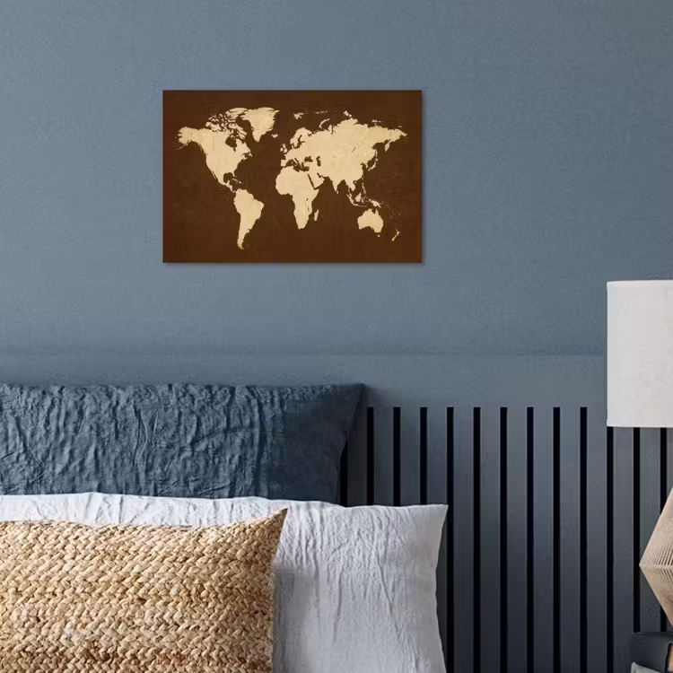 Wereldkaart - Antiek - Bruin poster papier klein -sfeer2