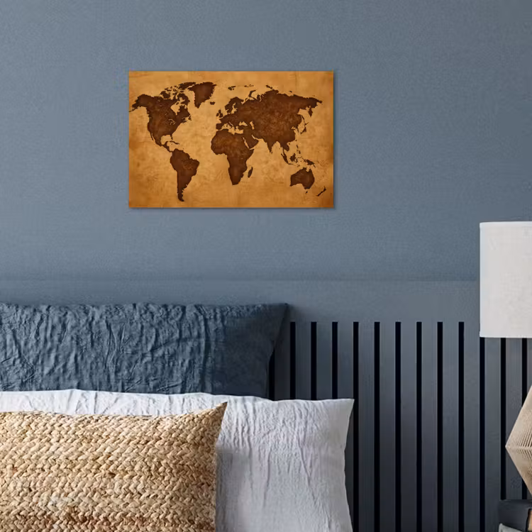 Wereldkaart - Uitgesneden perkament poster papier klein -sfeer2