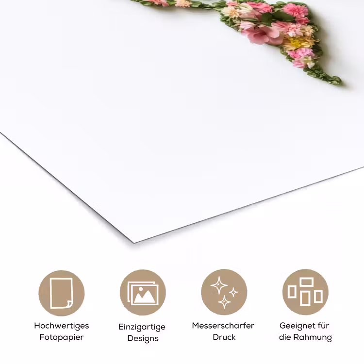 Wereldkaart - Kleurrijk - Bloemen - Lente poster papier klein -tcloseup_DE